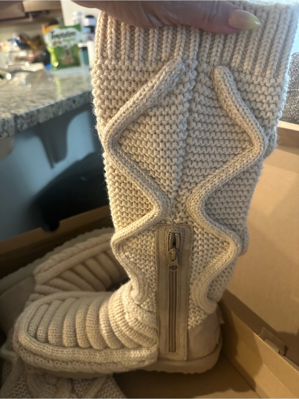 Uggs Cozy Knit Women's Boot Slippers in Cream